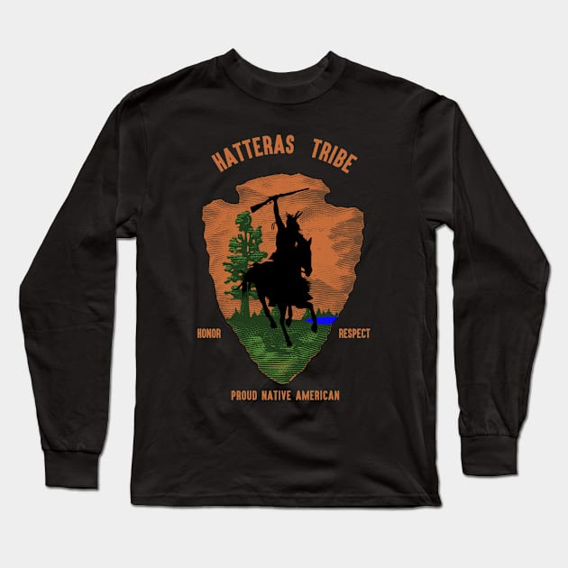 Hatteras  Tribe Native American Indian Vintage Retro Arrow Long Sleeve T-Shirt by The Dirty Gringo